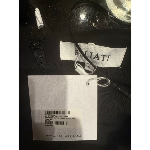 Elliatt Alpha Black Halter Mini Dress with Ruffle Hem & Stripe Collar size S NWT - Picture 5 of 5